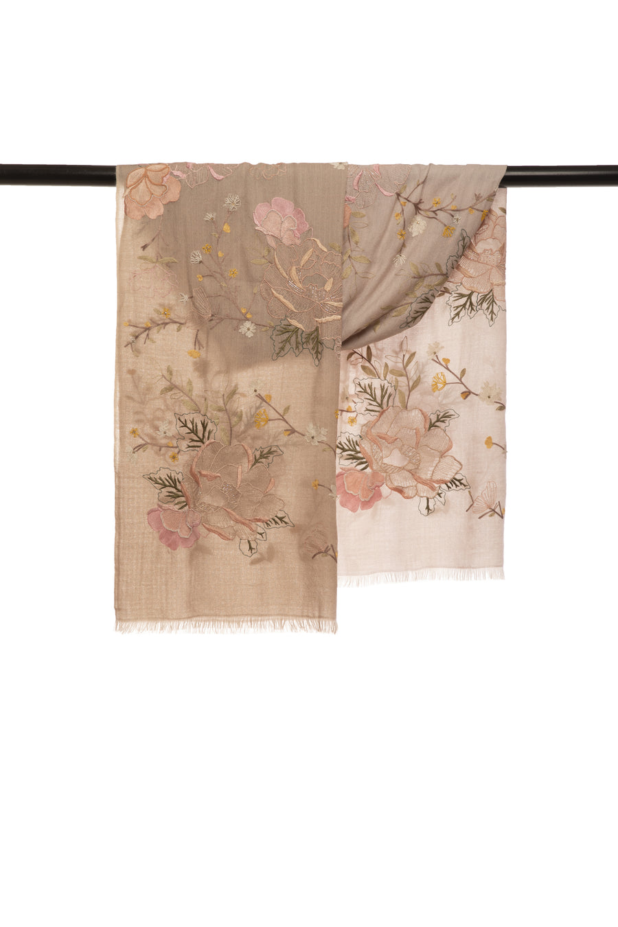 Royal Blossom Embroidered Cashmere Scarf