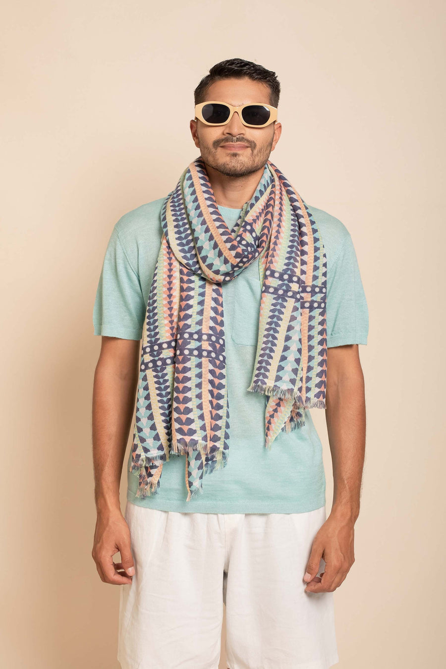 Block Printed Cashmere Mosaic Scarf | Tara Oriental