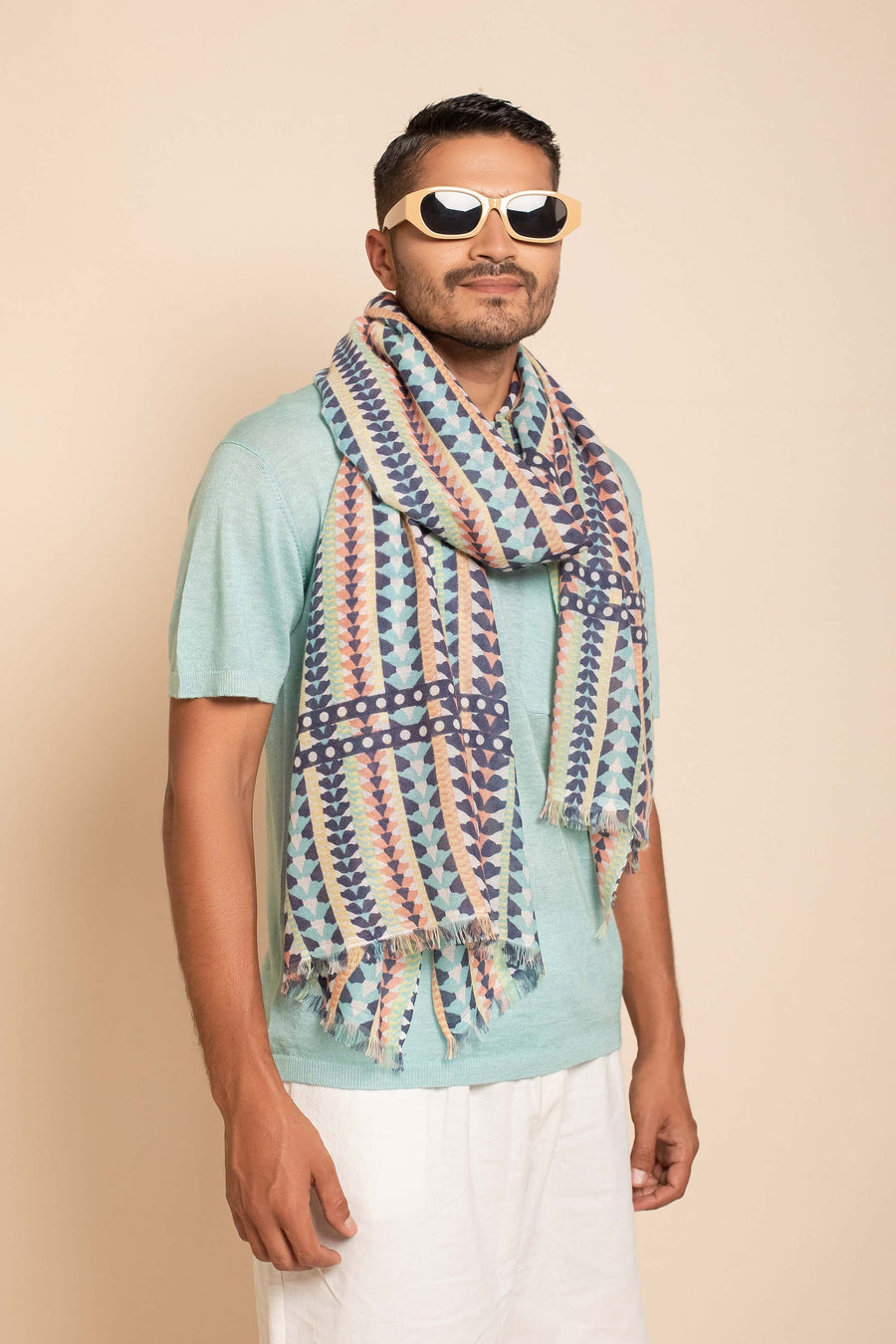 Block Printed Premium Mosaic Scarf | Tara Oriental