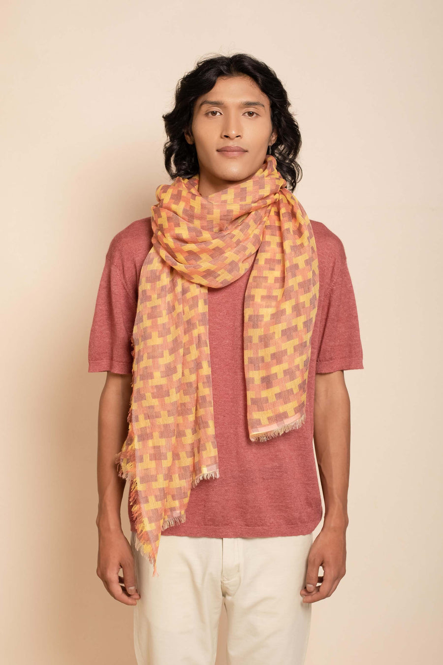 Block Printed Tile I Modal Scarf | Baby Wool | Tara Oriental