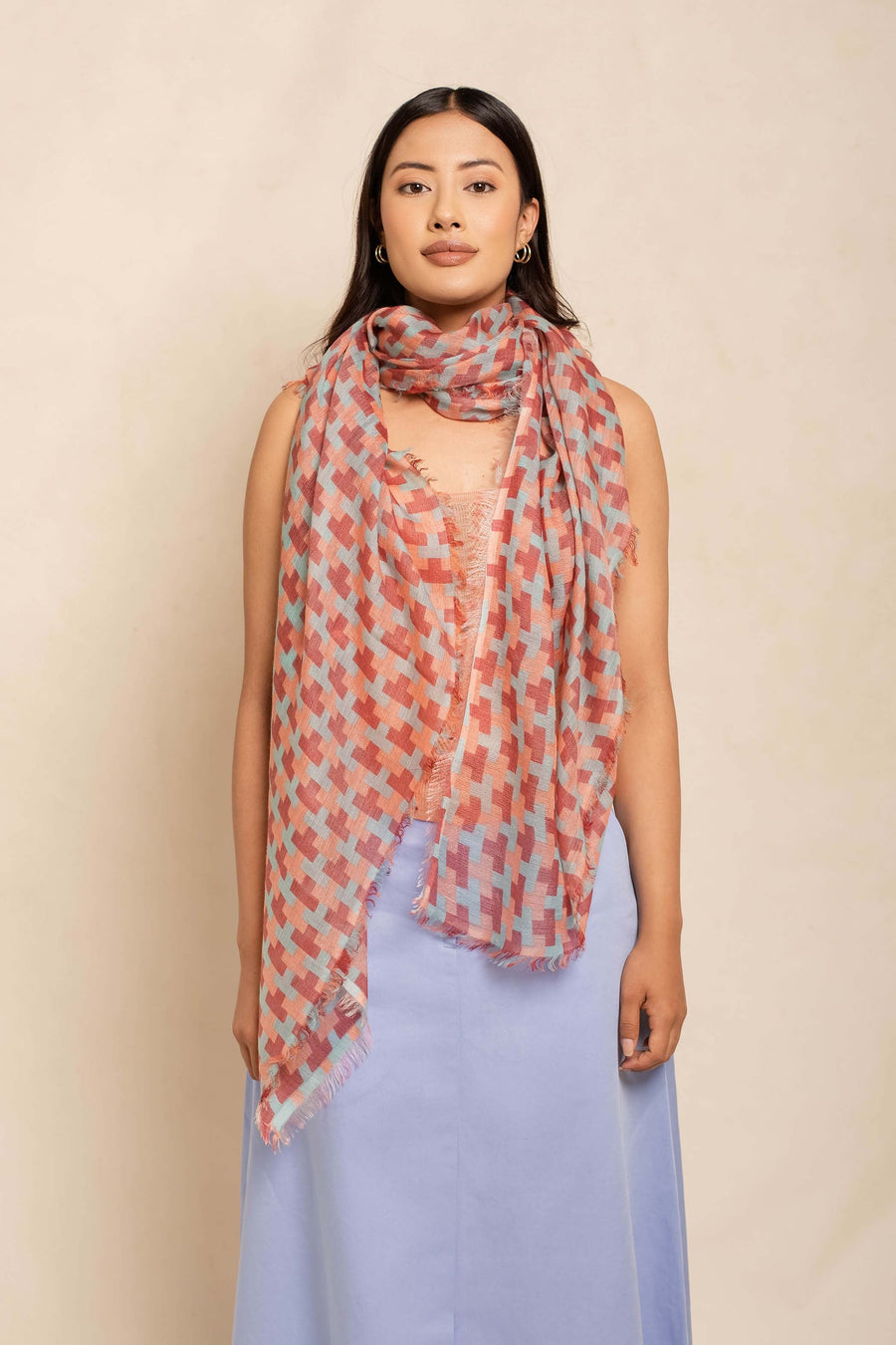 Block Printed Tile I Modal Scarf | Baby Wool | Tara Oriental