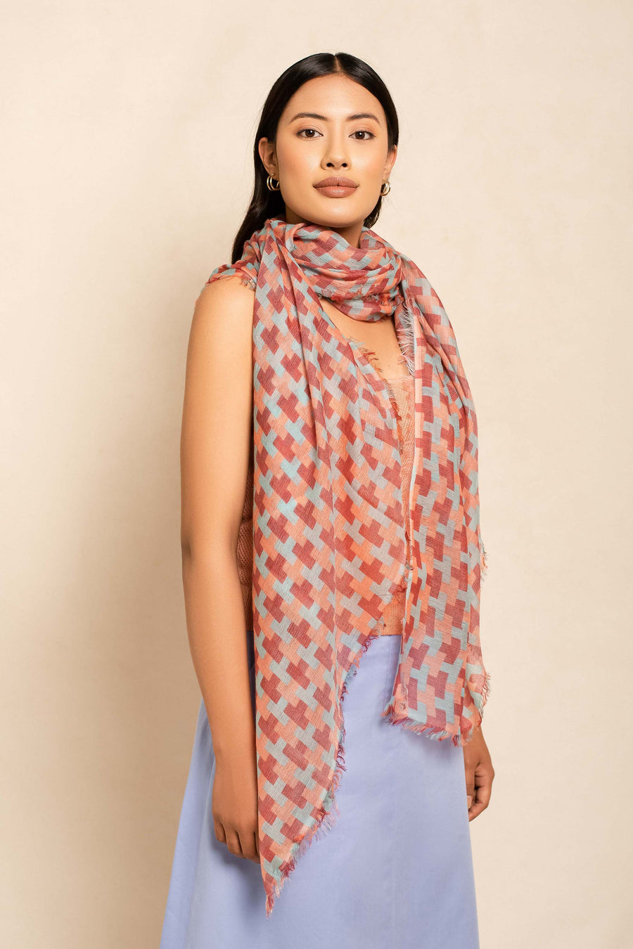 Modal Scarf Block Printed Tile 