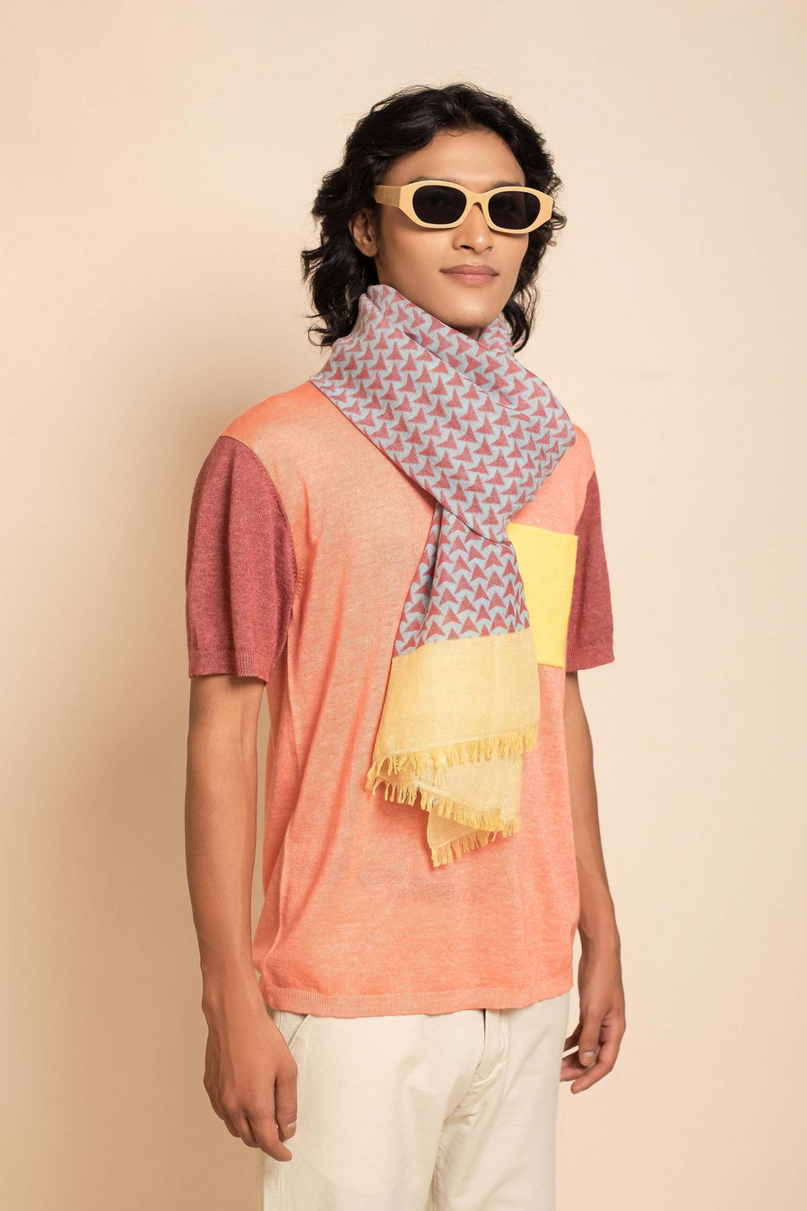 Block Printed Tile | Women Linen Scarf