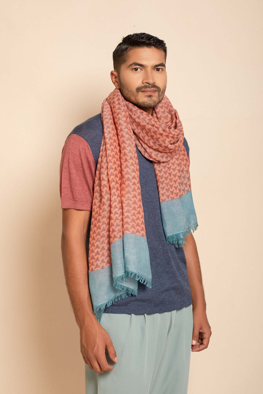 Block Printed Tile | Linen Scarf For Women