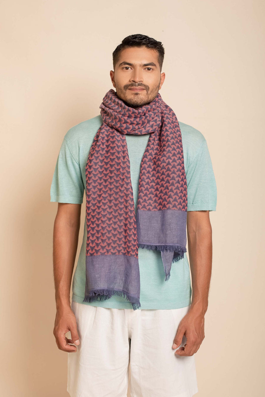 Block Printed Tile | Women Linen Scarf