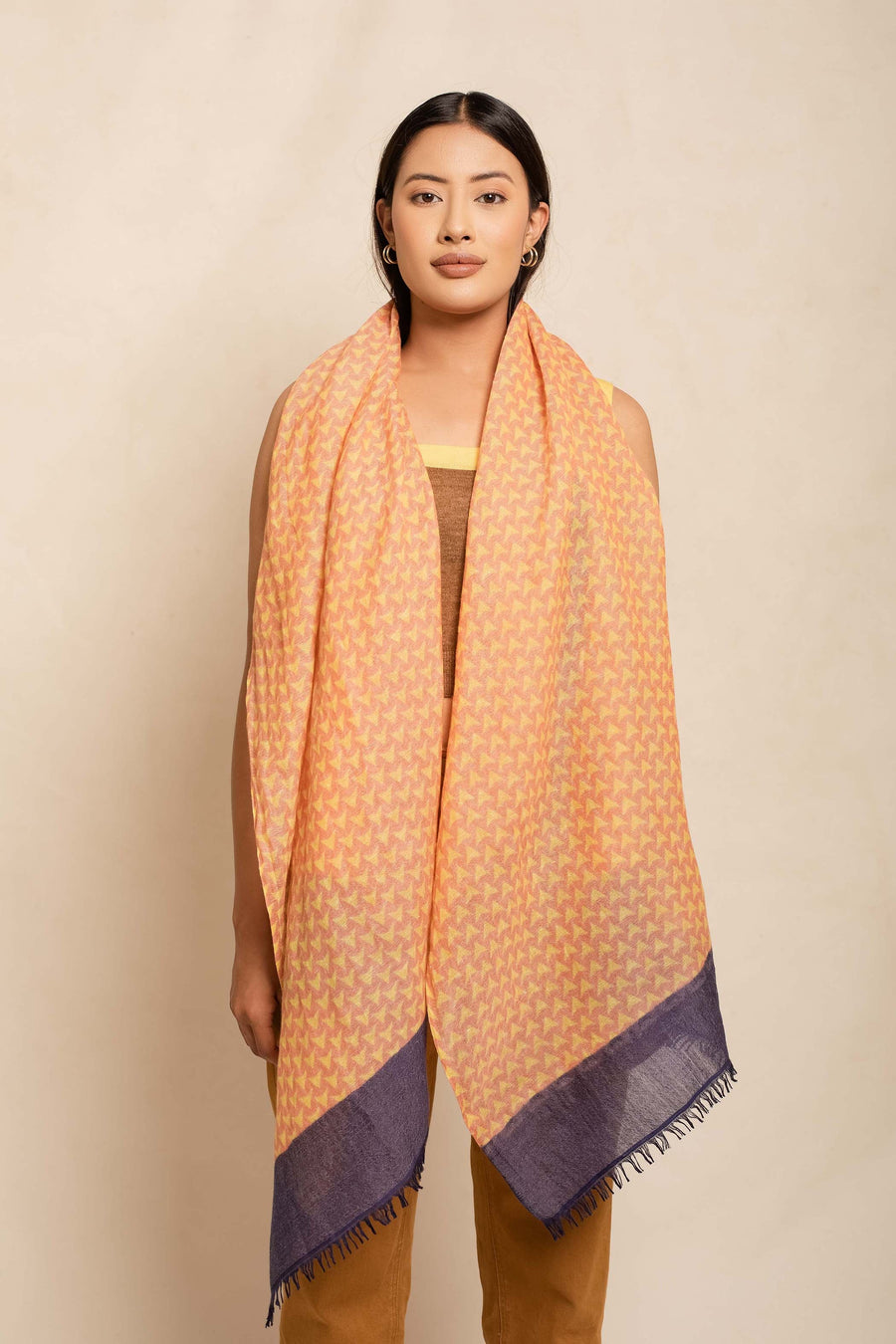 Block Printed Tile | Linen Scarf For Women