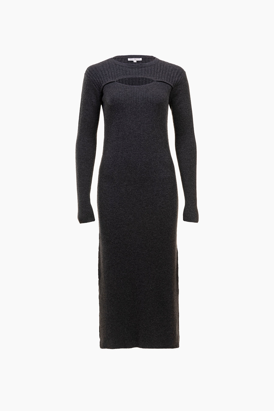 Women's Wool Cashmere Multi Ribbed Midi Dress