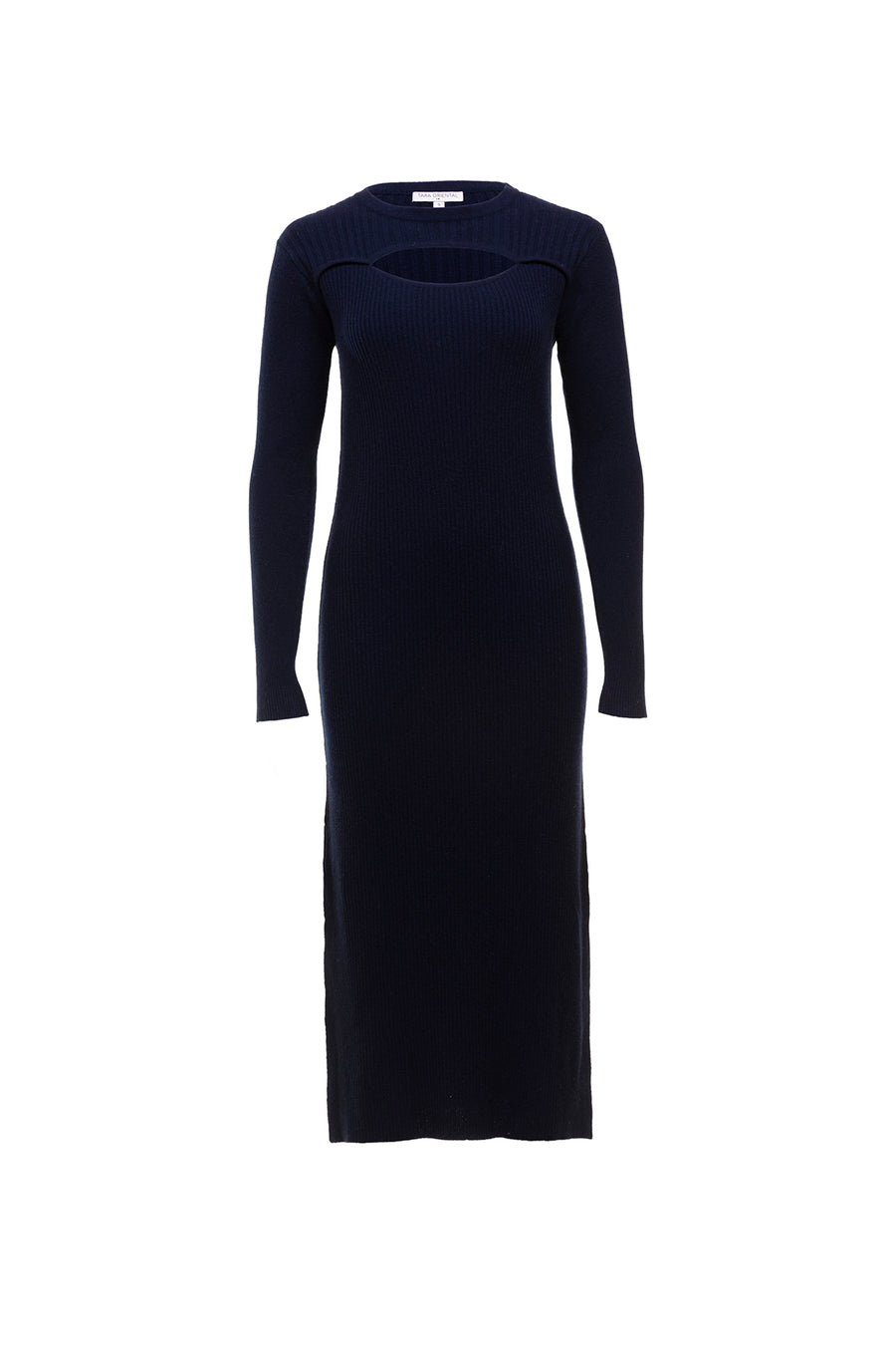 Women's Wool Cashmere Multi Ribbed Midi Dress