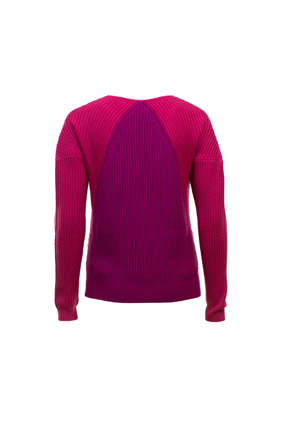 Women's Wool Cashmere Multi Ribbed V Neck Sweater