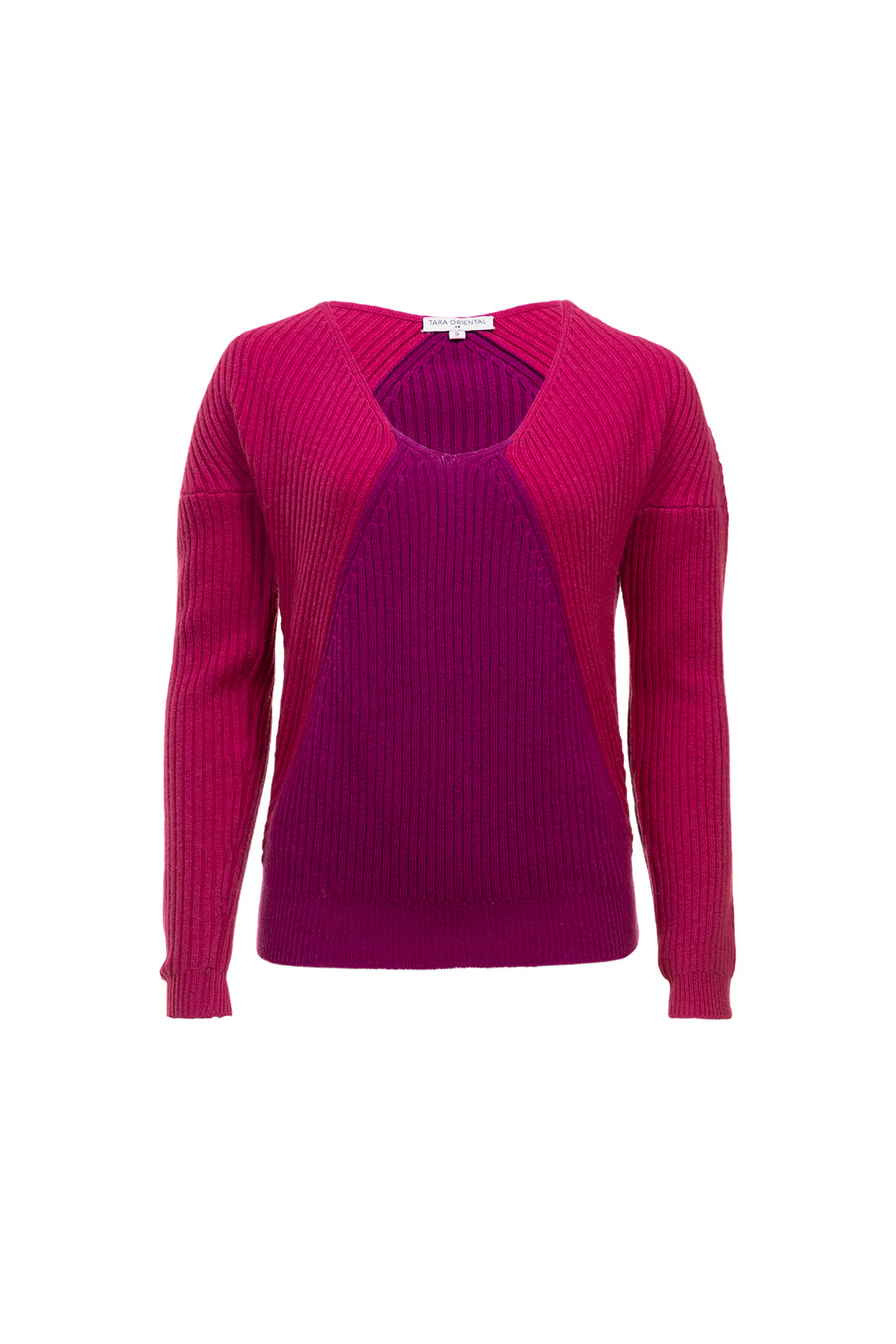 Women's Wool Cashmere Multi Ribbed V Neck Sweater