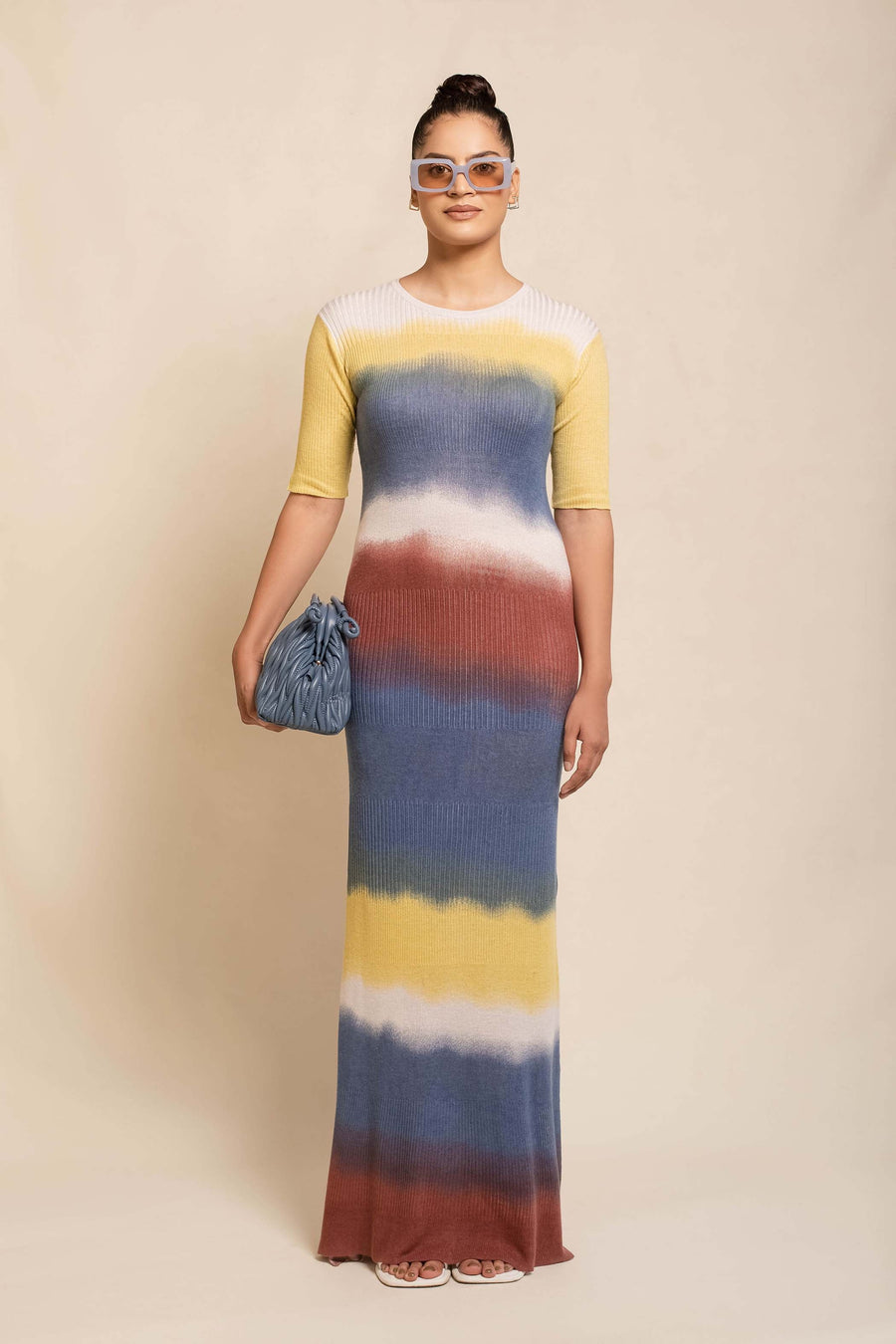 Women's Silk Wool Cashmere Multi Ribbed Dress