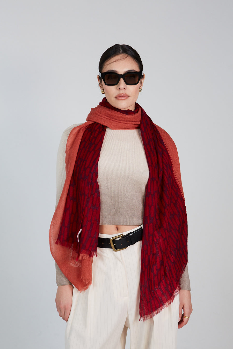 Double Layered Stole Printed Scarf Ali | Tara Oriental