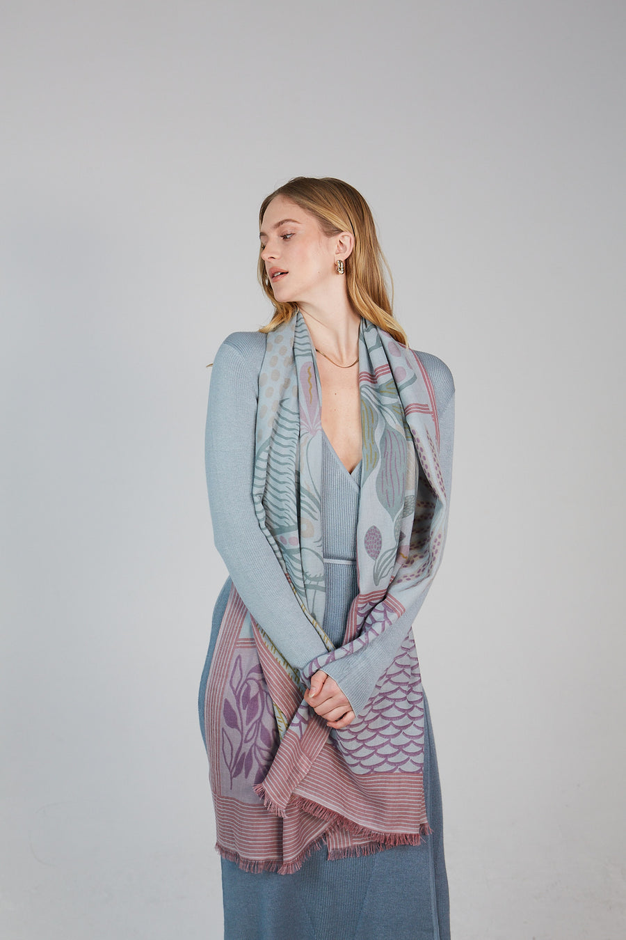 Double Layered Stole Printed Scarf Ali | Tara Oriental