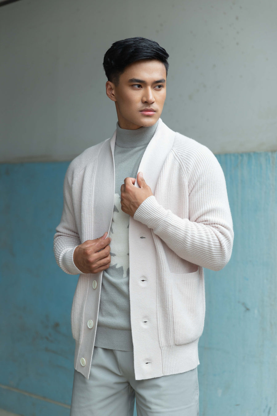 70% Wool 30% Cashmere  Men's Cashmere Cardigan  