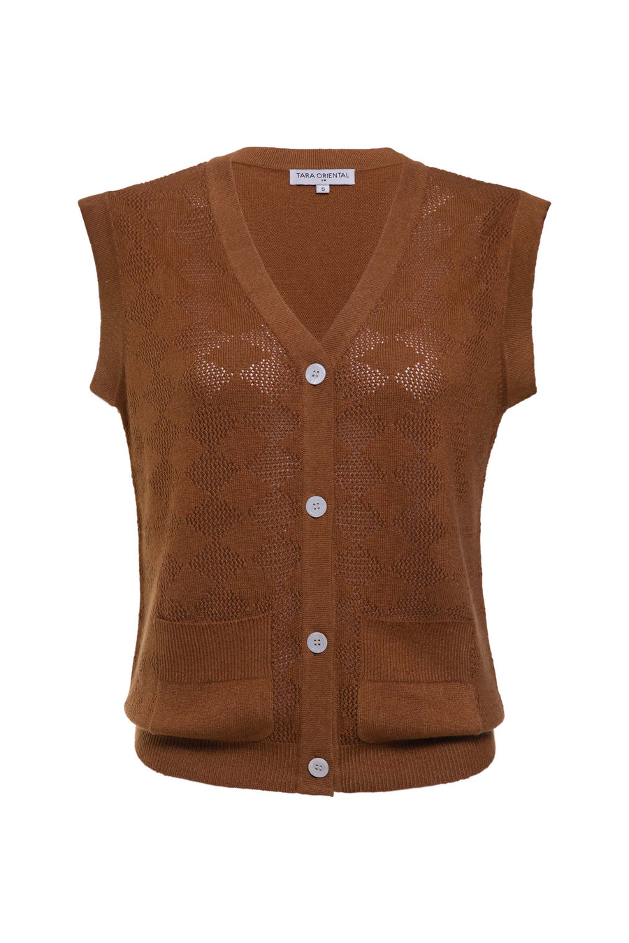 Women's Wool Cashmere Textured Sleeveless Cardigan