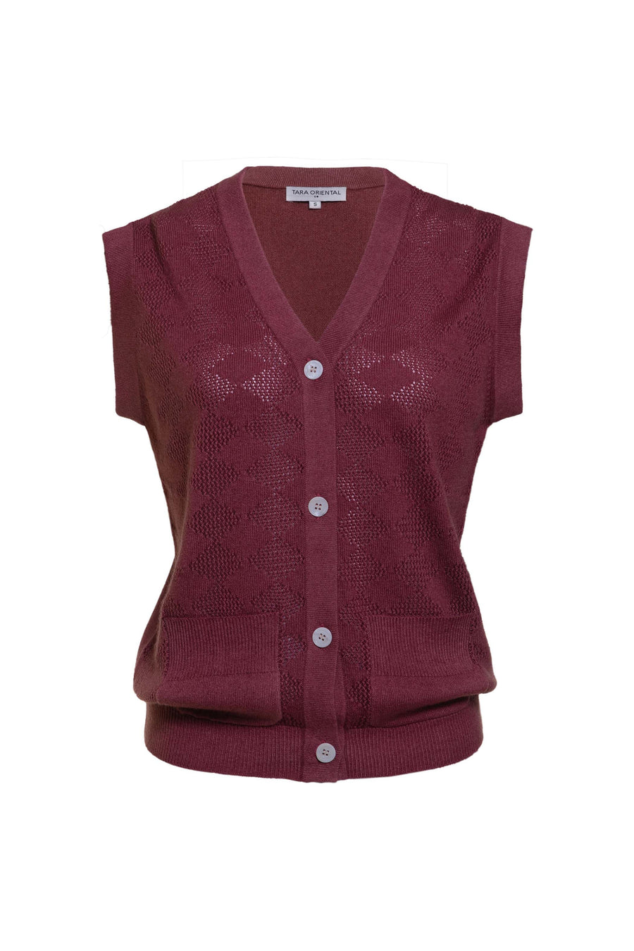 Women's Wool Cashmere Textured Sleeveless Cardigan