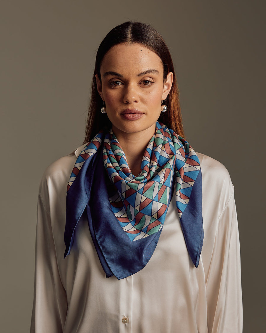 Lattice Printed Silk Square Scarf