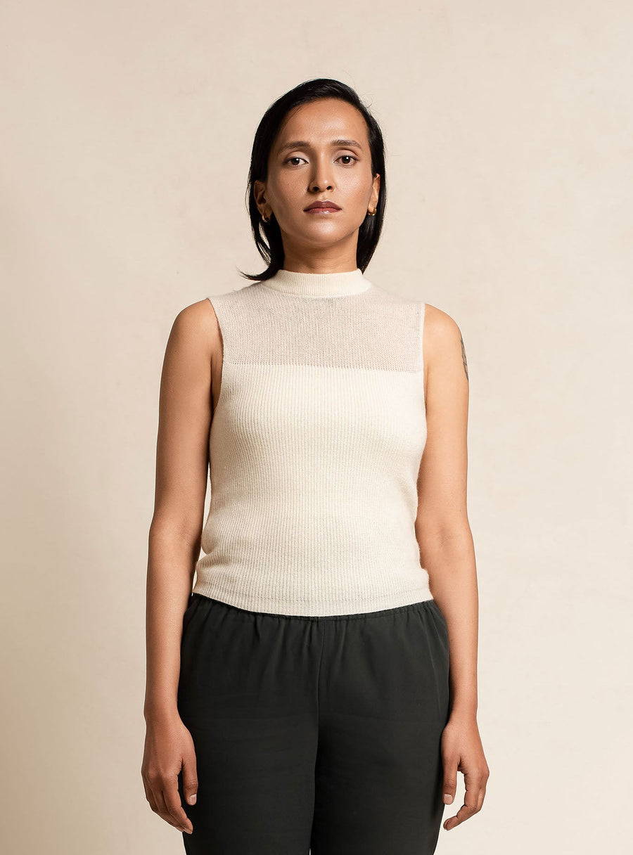 Women's Cashmere Block Intarsia Top