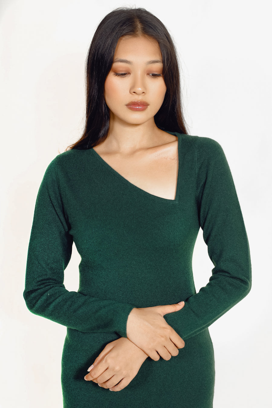 Women's Cashmere Jade Side V Neck Dress