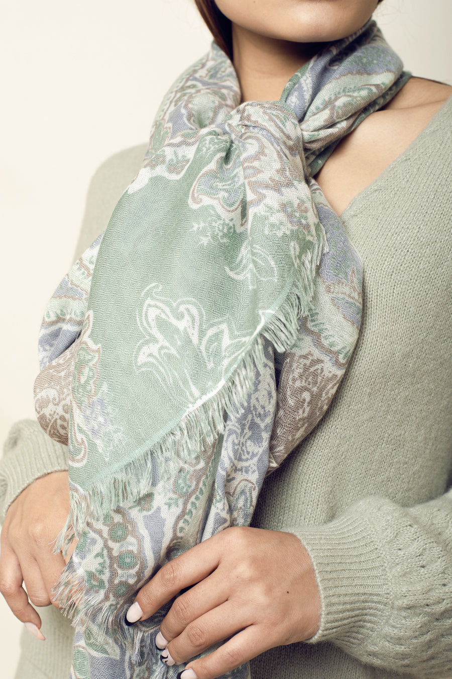 Tara Oriental Premium Printed Scarf | Women | Cashmere 